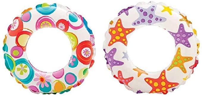 Intex - Recreation Lively Print Swim Ring, Summer Fun (Pack of 2 Assorted)