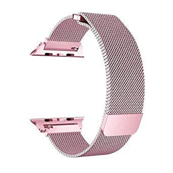 OROBAY Compatible with Apple Watch Band 42mm 44mm, Stainless Steel Milanese Loop with Magnetic Closure Replacement Band Compatible with Apple Watch Series 4 Series 3 Series 2 Series 1, Rose Gold Band
