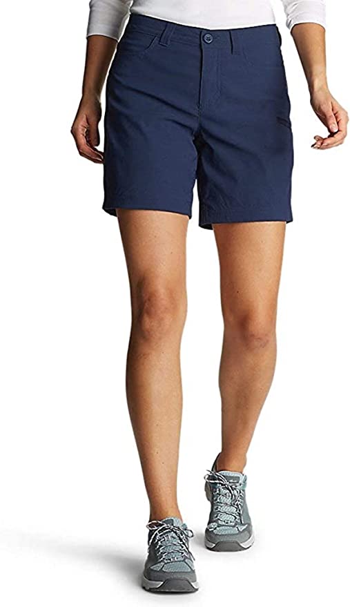 Eddie Bauer Women's UPF 50  Stretch Rainier Short (as1, Numeric, Numeric_6, Regular, Regular, Medium Indigo, 6)