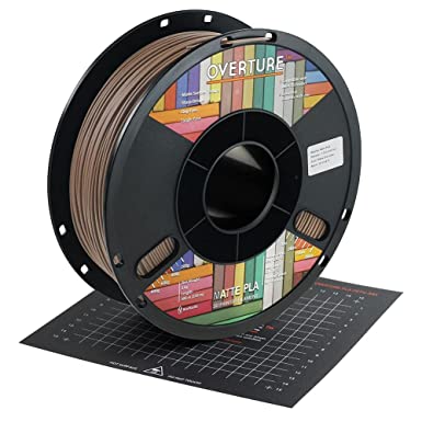 OVERTURE Matte PLA Filament,1.75mm with 3D Build Surface 200mm × 200mm 3D Printer Consumables, 1kg Spool (2.2lbs), Dimensional Accuracy  /- 0.05 mm, Fit Most FDM Printer （Chocolate）