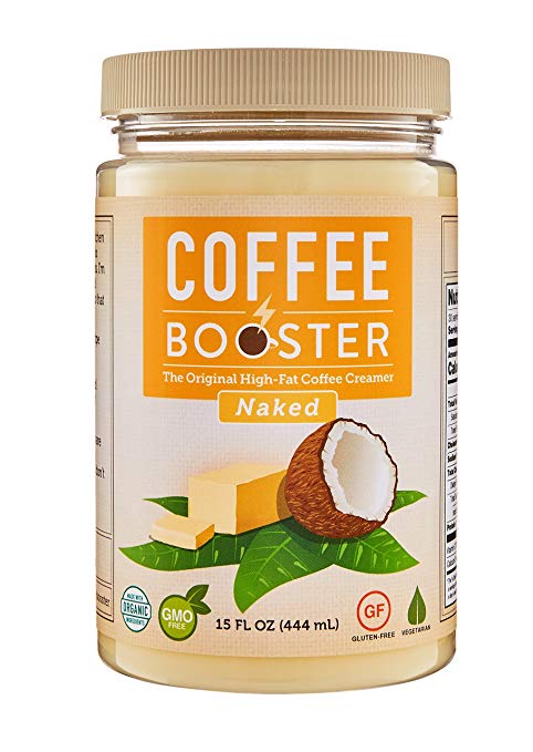 Coffee Booster - Organic High-Fat Coffee Creamer - All Natural Keto Friendly Butter Blend of Grass-fed Ghee and Coconut Oil - 15 oz Jar (Naked)