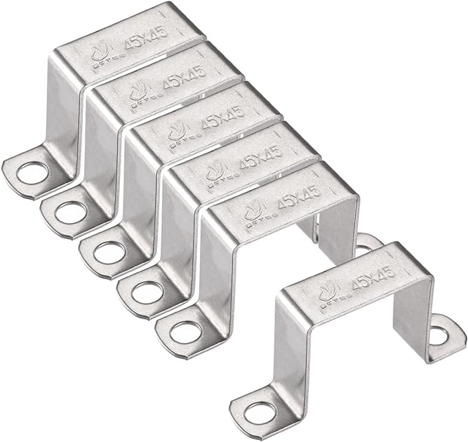 uxcell U Shaped Connector Bracket 43 x 46mm 304 Stainless Steel for Door Closed Bar Holder Strut Channel 6pcs