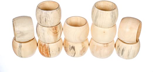 Spring Napkin Rings Set of 12, Wooden Serviette Holders, Round Serviette Rings Bulk for Party Decoration, Dinning Table, Everyday, Family Gatherings - A great Tabletop Décor - Natural
