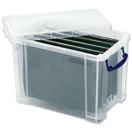 Really Useful Filing Box Plastic with 10 suspension files A4 19 Litre W290xD255xH395mm Ref 19C&10susp