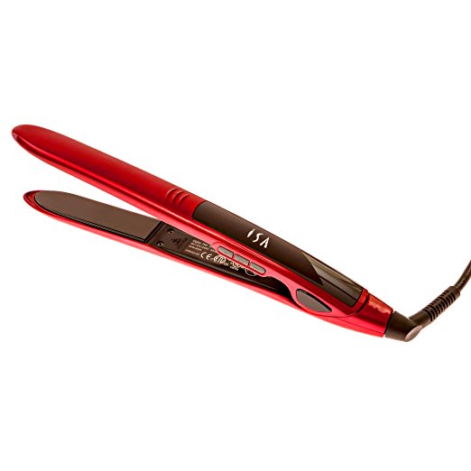 ISA Professional Titanium Flat Iron Digital Hair Straightener 1 Inch (Wine)