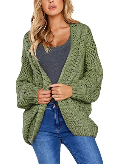 Dokotoo Womens Open Front Long Sleeve Chunky Knit Cardigan Sweater S-XXL