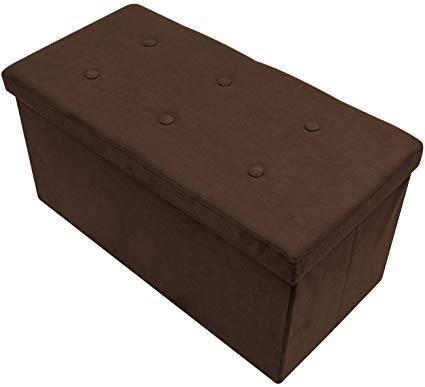 Sorbus Storage Ottoman Bench – Collapsible/Folding Bench Chest with Cover – Perfect Toy and Shoe Chest, Hope Chest, Pouffe Ottoman, Seat, Foot Rest, – Contemporary Faux Suede (Small-Chest, Chocolate)