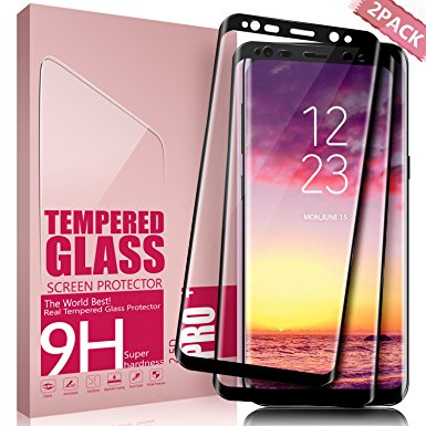 Galaxy S8 Plus Screen Protector, Aonsen [2Pack] Tempered Glass [Full Coverage] Screen Protector Ultra HD Clear Anti-Scratch Curved Edge for Samsung Galaxy S8 Plus - Black