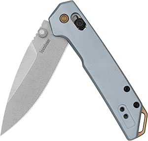 Kershaw Mini Iridium Folding Pocket Knife, 3 inch D2 Steel Blade, DuraLock, Ice Blue Handle with Gold Backspacer, Pocketclip