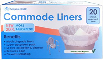 Commode Liners (20 COUNT) - Medical Grade Sanitary Liner Bags with Gelling Pad for Commode and Bedside Toilet