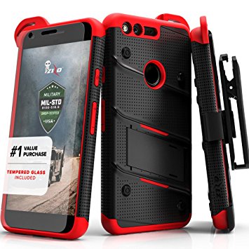 Google Pixel XL Case, Zizo [Bolt Series] w/ FREE [Google Pixel XL Screen Protector] Kickstand [Military Grade DropTested] Holster Clip Google Pixel XL