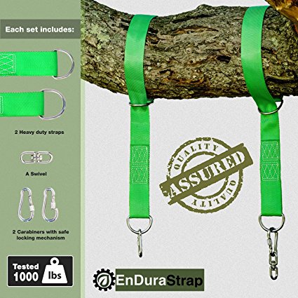 PREMIUM Swing Straps – Safe & Easy Setup - Holds over 2000lbs - 100% Weather Resistant & Durable Swing Set Accessories with Stainless Steel Hardware - Ideal for Tree Swings, Hammocks & Anything Else
