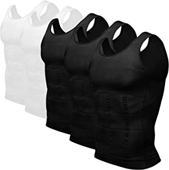 Odoland Mens 5 Pack Body Shaper Slimming Tummy Vest Thermal Compression Shirt Tank Top Shapewear