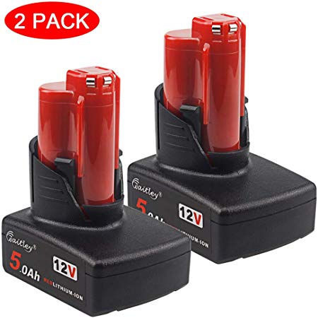 2Pack AOYAN 12V 5.0Ah Lithium-ion Replacement Battery Compatible with Milwaukee M12 XC 48-11-2440 48-11-2402 48-11-2411 48-11-2460 Cordless Tools