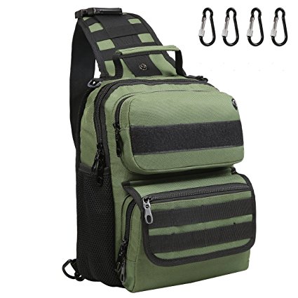 Bekahizar Sling Bag Crossbody Backpack Molle EDC Sling Chest Pack Rover EDC Pack for Outdoor Sport Camping Hunting Fishing Hiking Trekking Outing Riding Sightseeing
