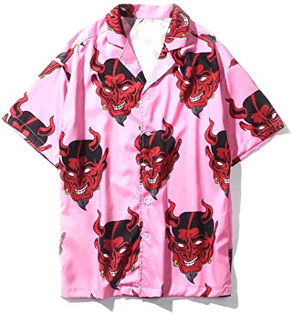 Aelfric Eden Short Sleeve Japanese Harajuku Shirt Summer Devil Print Tops Shirts