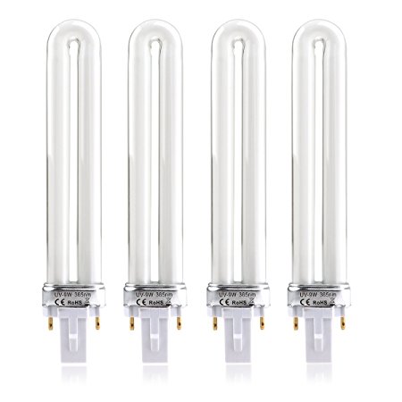 Foxnovo Replacement 9W U-shaped 365nm Lamp Bulb Tube for Nail Art Dryer UV Lamp Light - 4 pcs/set