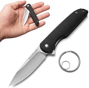 DRACHENADER Mini Messer Kompaktes Taschenmesser für den Schlüsselanhänger Klappmesser Klein Einhandmesser, Schwarz