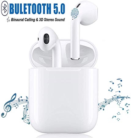 Bluetooth Wireless Earbuds, Wireless Bluetooth Headset, with airpods Charging Box [24 Hours Long Play] 3D Stereo Noise Reduction in-Ear Headphones. Sports Headphones for Samsung/iPhone/Ipad