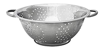 Home Basics Stainin Stainless Steel Deep Colander Strainer |Rust Proof | Kitchen Food Staining, Washing, Draining and Rinsing Pasta, Vegetables & Frui, 5 quart, Silver