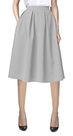 Urban CoCo Women's Flared A line Skirt Pleated Midi Skirt with Pockets