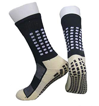 PreSox Unisex Sports Thicken Cushion Crew Socks with Rubber Dots for Baseball/Soccer/Futbol Shinguards