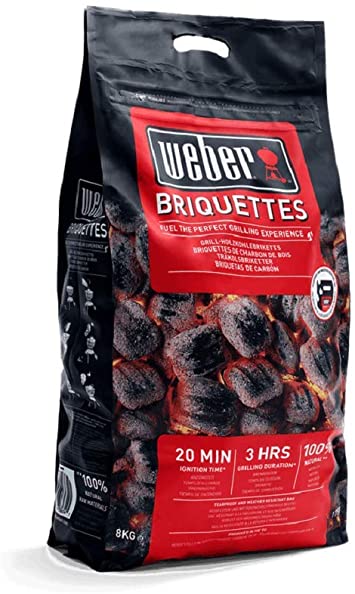 Weber Barbecue Charcoal Briquettes 8kg - Fuel The Perfect BBQ Grill Experience - Perfect for Outdoor Roasting, Baking & Grilling - Easy to Fire Start