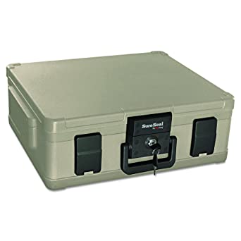 SureSeal by FireKing SS104-A 1 Hour Fireproof Waterproof Safe Chest, Fits Legal/Letter Sized Documents,0.38 CU FT Storage Capacity,Taupe