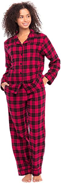 Alexander Del Rossa His and Hers Lightweight Flannel Pajamas, Long Button Down Cotton Pj Set