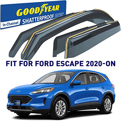 Goodyear Shatterproof in-Channel Window Deflectors for Ford Escape 2020-2022, Rain Guards, Window Visors for Cars, Vent Deflector, Car Accessories, 4 pcs - GY003472