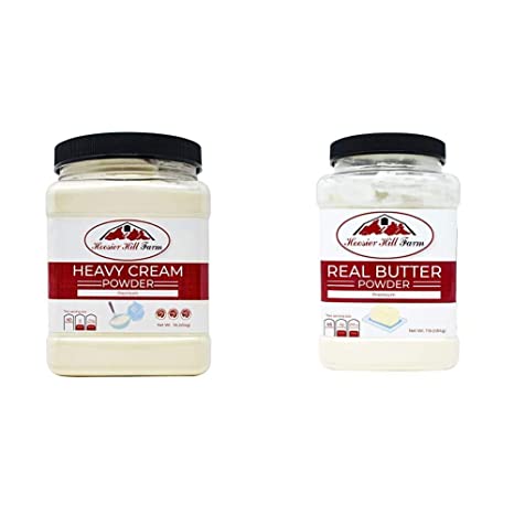 Hoosier Hill Farm Heavy Cream Powder Jar, 1 Pound & Real Butter powder, 1 lb