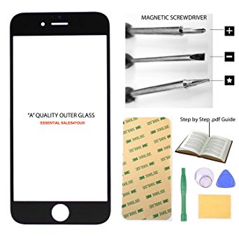 ONLY 24h SALE! Apple iPhone 6 6S 4.7" inch Front Outer Screen Glass Lens Replacement Parts   Repair Kit Tool open Cellular Part ( IPHONE 6 6S BLACK Outer Glass   TOOLS   3M TAPE   GUIDE )