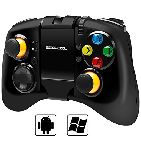 Gear VR Gamepad, BEBONCOOL Bluetooth Game Controller Joypad Joystick with Clip for Android Samsung S6 Edge/ S7 Edge/Note 7/Tablet/TV Box/Emulator; Wired Gamepad for Windows PC/Steam