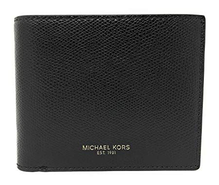 Michael Kors Warren Mens Leather Billfold with Passcase Wallet (Black)