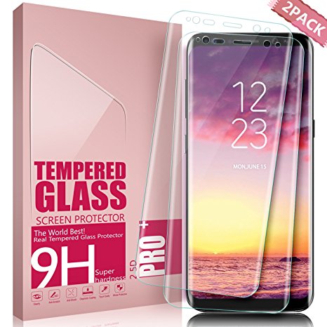 Galaxy S8 Plus Glass Screen Protector, [2 Pack] Aonsen 3D Tempered Glass Screen Protector Full , HD Clear Screen Protector Film for Samsung Galaxy S8 Plus (Full Screen Coverage) Transparent