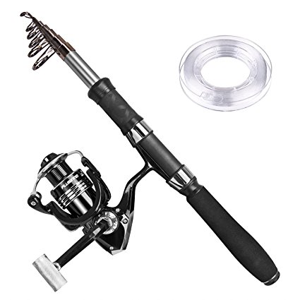 PLUSINNO Telescopic Fishing Rod and Reel Combos with Line Portable Fishing Pole Fishing Gear Youth Combo for Boy