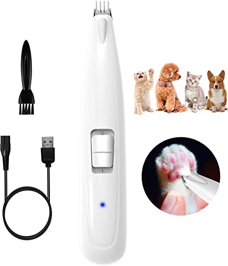 Electric Dog Paw Fur Trimmer Cordless Ear Hair Clipper Small Cats Dogs Clippers Light up Puppy Grooming Clippers 2 Speeds Rechargeable Cat Trimmer Quiet Grooming for Paw Eyes Ears Face Rump Easter