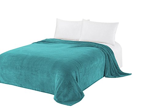 CaliTime Brand Super Soft Throw Blanket, Solid Coral Fleece, Teal King 260cm X 220cm