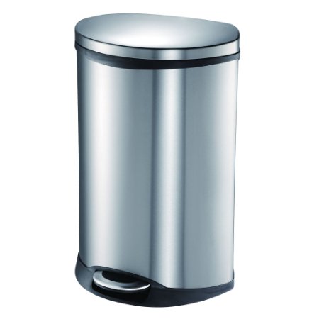 Household Essentials EKO Stainless Steel Oblong Shell Step Waste Bin with Soft Close Lid 50-Liter