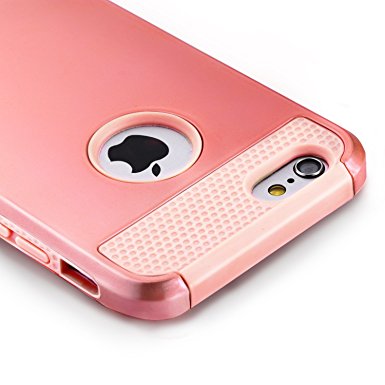 iPhone 6S case, technext020 Pink Tough Gel Armor Cover for iPhone 6 6S Protective Bumper Hybrid Hard Plastic and Soft Silicone Case for Apple iPhone 6 and iPhone 6S Rose Gold