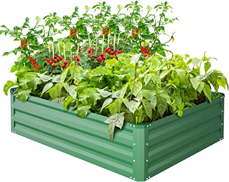 Ohuhu Raised Garden Beds for Vegetables, 4x3x1 FT Small Reinforced Galvanized Steel Rustproof Metal Raised Boxes, Heavy Duty Outdoor Planter Bed for Growing Flowers Herbs Succulents Plants