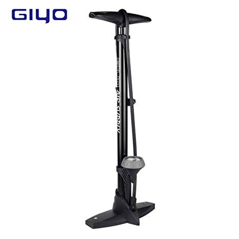 GIYO Bike Pump with Gauge, Anti corrosion Lighter Alum Barrel, Schrader Presta Dunlop Universal, High Pressure Bicycle Floor Pump 160 PSI/11 BAR Color Optional