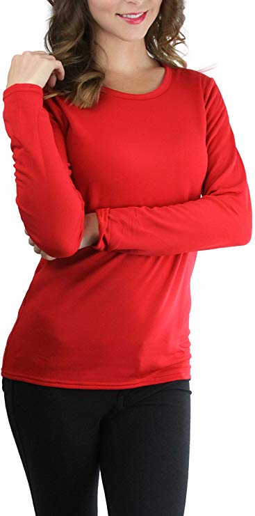 ToBeInStyle Women’s Crew Neck Fleece Lined Long Sleeve Thermal Tops