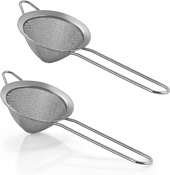2 Pieces Fine Mesh Strainer Set, HaWare Stainless Steel Tea Strainers Conical Food Sieve with Long Handle, Filtering Tea, Cocktails, Juice, Coffee & Drinks, Dishwasher Safe