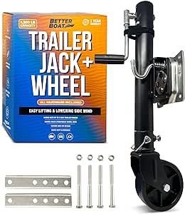 1200lbs Boat Trailer Jack with Wheel Trailer Tongue Jack Wheel Marine Trailer Jacks Bolt On Lift Roller Swivel Stands Utility Parts Hitch Heavy Duty Two Wheel Single Wheel Boat Lift Kit 1200 lb