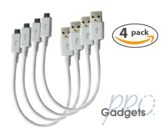 GadgetsPRO Micro USB Cable for all Android devices, White, Short 0.2m/8.5in (4-pack)