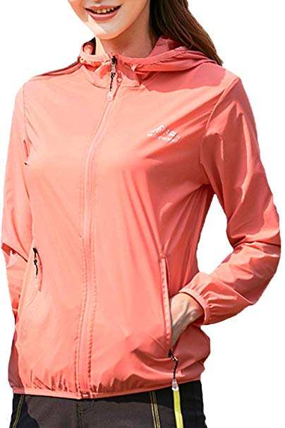 Mr.Stream Women's Mountain UV Protect Hiking Windbreaker Walking Lightweight Jacket Thin Outdoor Hooded Coat