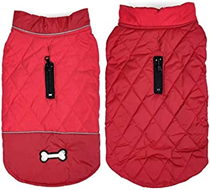 Rantow Reflective Dog Coat Winter Vest Reversible Loft Jacket - Water-Resistant Windproof Snowsuit Cold Weather Pets Cloth, 5 Colors 7 Sizes for Small Medium Large Dogs (XS, Red)
