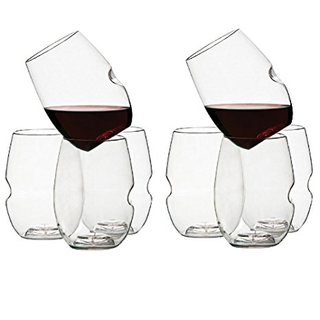 GoVino Wine Glass Flexible Shatterproof Recyclable, Set of 8