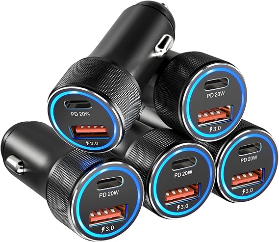 USB C Car Charger[5Pack], Bangfun 12V USB Car Charger Dual Port PD&QC 3.0 Fast Charge Phone Car Cigarette Lighter Plug Adapter for iPhone 15 14 13 12 11 Pro Max,Samsung S21/S10/A53, Pixel 6 7Pro